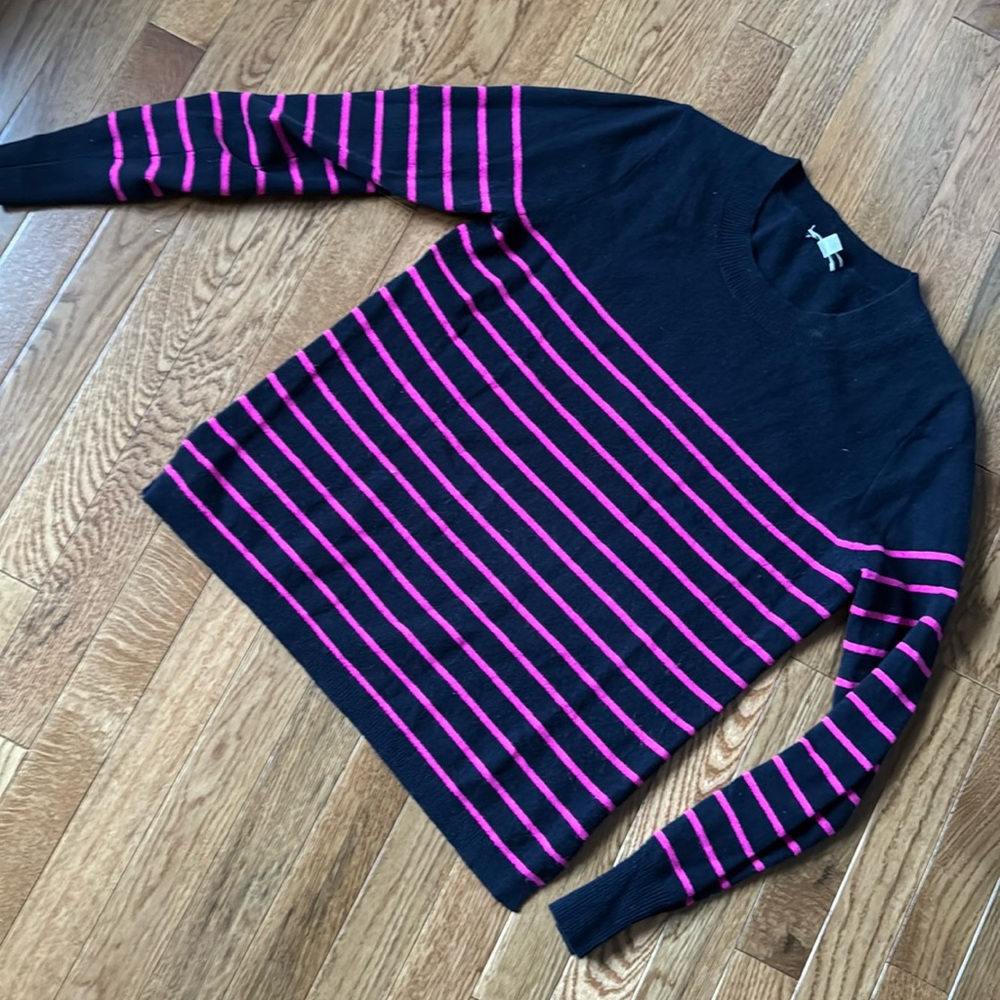 J.crew navy and pink cashmere sweater